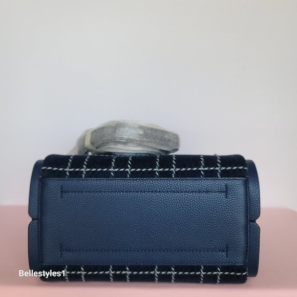 KATE SPADE Knott MEDIUM Denim Check & Leather Crossbody Tote- Indigo Multi⭐ - Picture 10 of 16